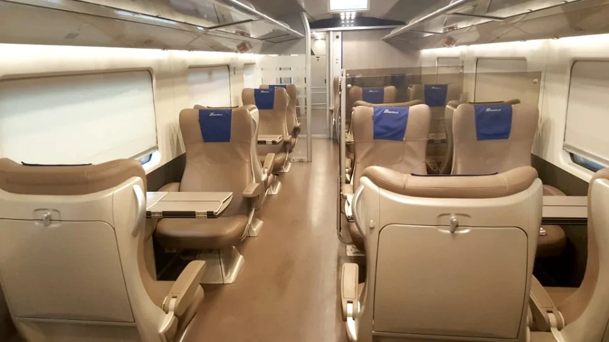 Frecciarossa Executive class coach with leather armchairs and glass privacy dividers
